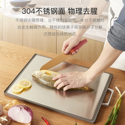 菜板防霉抗菌家用不锈钢案板双面防滑水果砧板食品级厨房切菜板图5