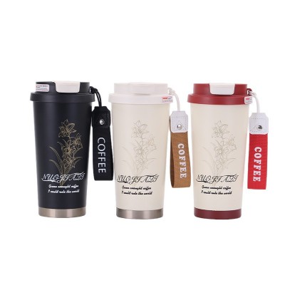 新款创意铃兰花咖啡杯316不锈钢真空保温杯户外便携带提绳随行杯图4