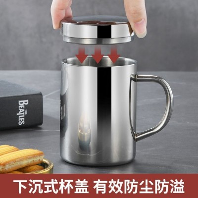 304不锈钢杯子儿童水杯带手柄幼儿园学生口杯双层隔热带盖刻字图4