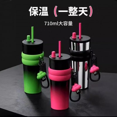 不锈钢水杯冰霸杯保温杯40OZ大容量吸管水杯女夏季高颜值咖啡杯