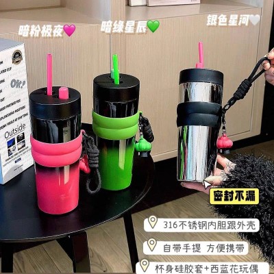 不锈钢水杯冰霸杯保温杯40OZ大容量吸管水杯女夏季高颜值咖啡杯图3