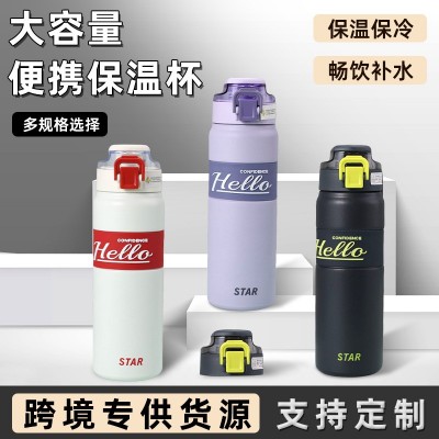 新款高颜值316 不锈钢保温杯带提手随行弹跳水杯户外便携运动水壶图4