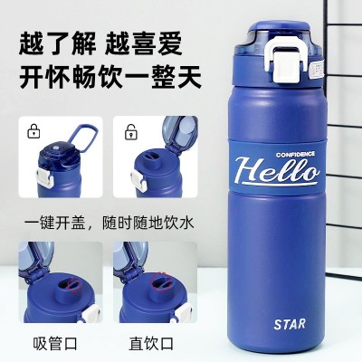新款高颜值316 不锈钢保温杯带提手随行弹跳水杯户外便携运动水壶图3