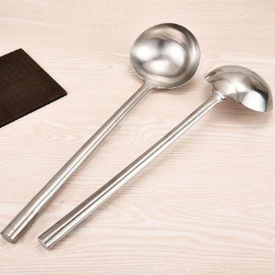 不锈钢厨师炒勺长把加厚铁勺食堂炒菜勺老式加长防烫手汤勺家用勺图2