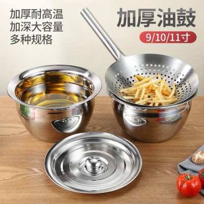 加厚无磁带盖不锈钢油鼓油盆涨形油缸调料盆酒店厨房多用料理盆图3