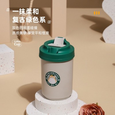 304不锈钢咖啡杯情侣送礼杯子车载随行水杯便携塑料高颜值双饮杯图2
