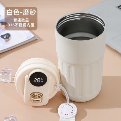 新款智能显温316不锈钢咖啡杯保温杯随行杯带提绳便携车载杯图4
