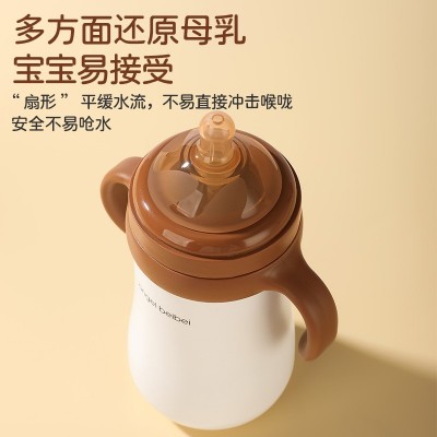 新款316不锈钢保温奶瓶带柄儿童宝宝吸管水杯婴儿防呛恒温学饮杯图3