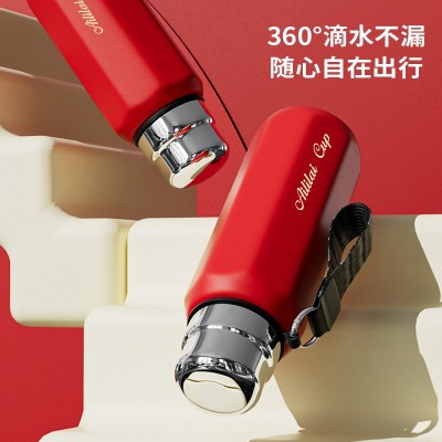 新款高颜值316不锈钢大容量弹跳钢盖保温杯便携带提手一杯两用礼图4