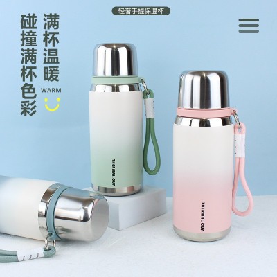 新款渐变大容量保温杯316不锈钢水杯耐高温便携送女生高颜值保温