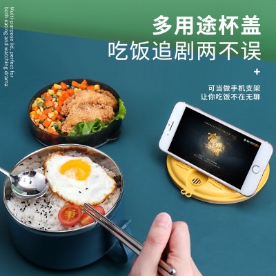 304不锈钢泡面碗带盖学生便携泡面杯密封分格便当盒宿舍快餐杯图4