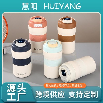 智能温显咖啡杯女士时尚简约轻奢不锈钢保温杯学生办公室便携水杯图2