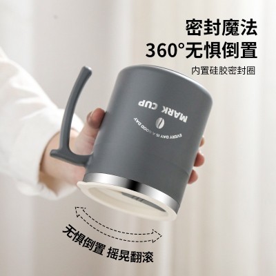跨界水杯304不锈钢带盖双层马克杯简约ins风欧式高颜值牛奶咖啡杯图4