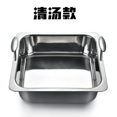 加厚方形304不锈钢火锅盆商用鸳鸯锅子母锅九宫格电磁炉通用火锅图5