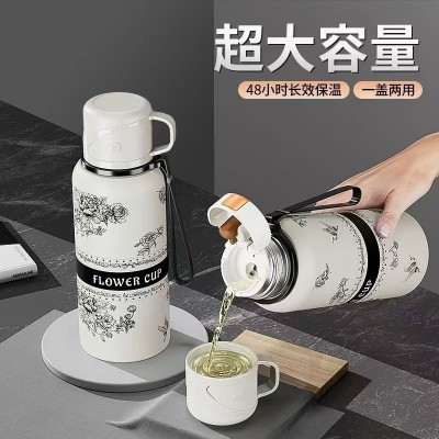 2024新款316不锈钢栀子花保温杯高颜值学生茶杯大容量便携水壶图3
