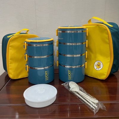 不锈钢保温饭盒学生分格餐盒上班族多层保温带饭盒圆形保温便当盒图5