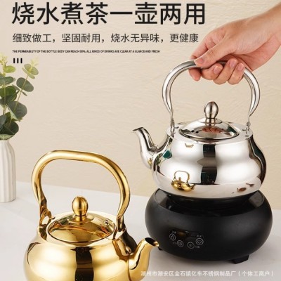 特厚不锈钢茶水壶酒店饭店餐厅用泡茶壶带滤网高档提梁水壶大容量图2