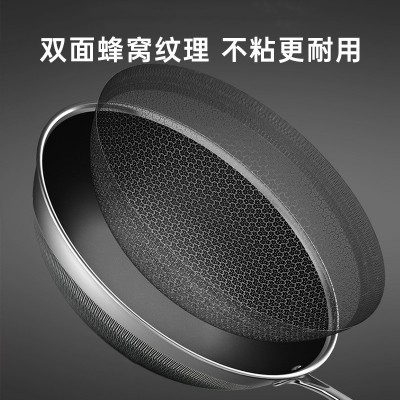 康巴赫炒锅316不锈钢蜂窝不粘锅电磁炉燃气灶通用炒菜锅防 粘锅具图2