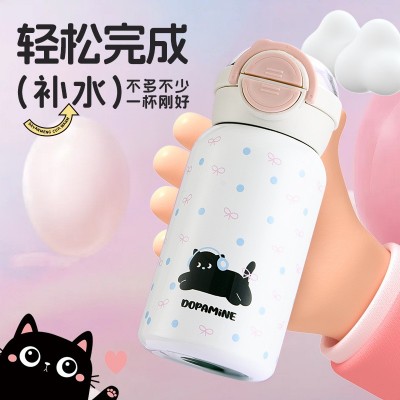 女生可爱小巧保温杯316不锈钢儿童吸管水杯学生便携式双饮弹跳杯图2
