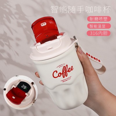 简约智能显温不锈钢咖啡杯直饮保温杯便携办公室水杯礼品跨境批发图3