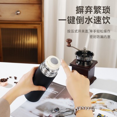 厂家304不锈钢保温杯大容量礼品杯一杯双盖水杯办公商务直身杯图2