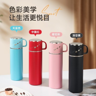 厂家304不锈钢保温杯大容量礼品杯一杯双盖水杯办公商务直身杯图4