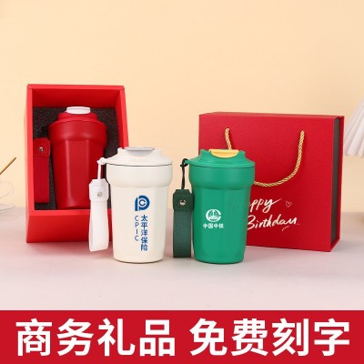 简约316不锈钢八角咖啡杯双层真空提绳保温杯户外车载办公随手杯图4