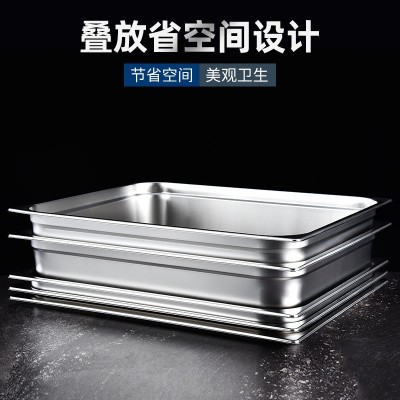 不锈钢份数盆2/1大容量食物盆烤盘65*53不锈钢份数盆图2