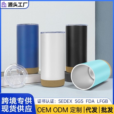 跨境304不锈钢保温杯马克杯软木底手柄水杯16oz12oz汽车杯批发图2