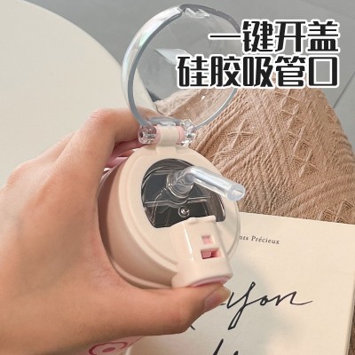 简约保温杯女生带吸管杯子ins风高颜值304不锈钢水杯学生儿童水杯图2