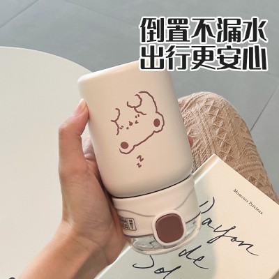 简约保温杯女生带吸管杯子ins风高颜值304不锈钢水杯学生儿童水杯图4