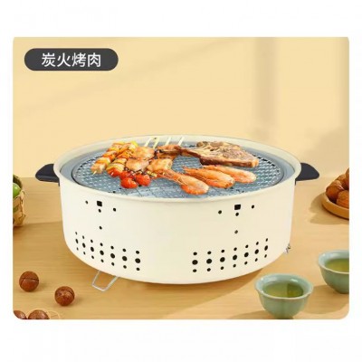 户外火盆网红围炉煮茶家用室内庭院烤火炉炭炉韩式烧烤炉取暖碳炉图2