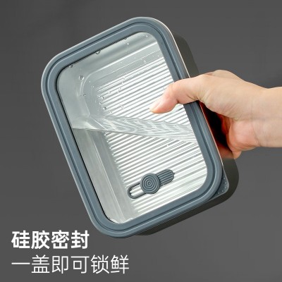 出口韩国料理盒304不锈钢保鲜盒微波炉可加热玻盖餐盒冰箱收纳盒图5
