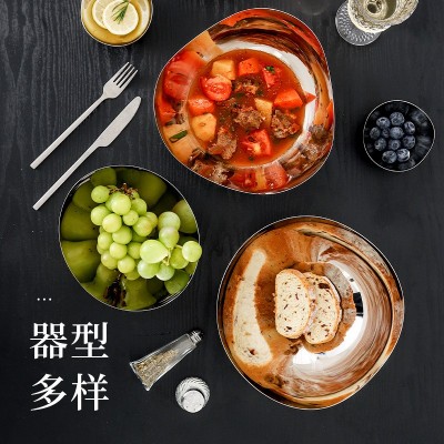宇特Yute不锈钢料理碗创意精抛异形盆高档酒店餐厅前台摆件水果盘图4