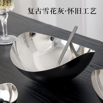 宇特Yute不锈钢料理碗创意精抛异形盆高档酒店餐厅前台摆件水果盘