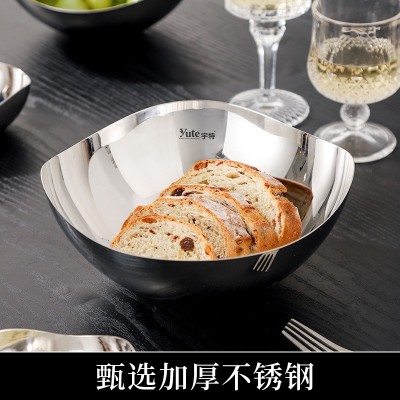 宇特Yute不锈钢料理碗创意精抛异形盆高档酒店餐厅前台摆件水果盘图2