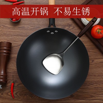 正宗老式铁锅家用无涂层不粘炒菜锅圆底熟铁免开锅不生锈厂家批发图4