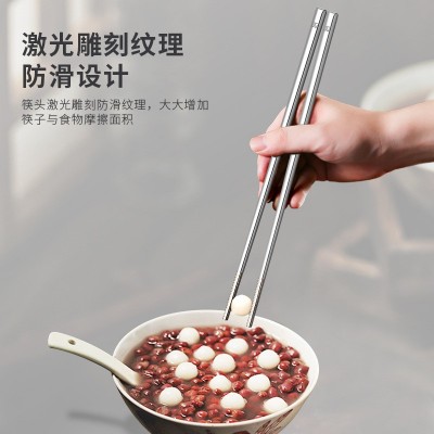 JadeBamboo316L不锈钢筷子防滑防霉方形高档筷子食品级家用抗菌筷图4