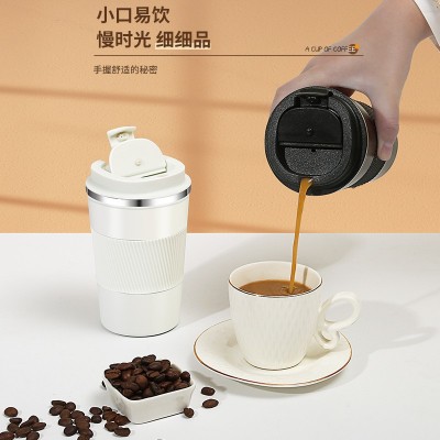 304不锈钢随身咖啡杯皮套防滑保温杯车载便携电子温显杯厂家直销图2