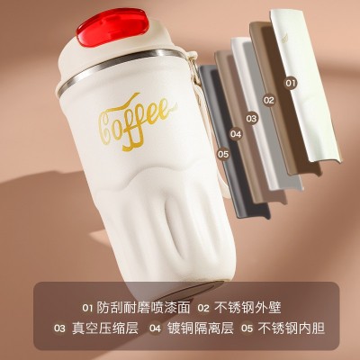 新品316不锈钢咖啡杯真空双层大容量水杯提绳便携车载运动时尚杯图4