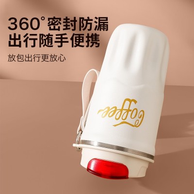 新品316不锈钢咖啡杯真空双层大容量水杯提绳便携车载运动时尚杯图2