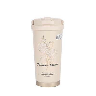 新品316不锈钢手提咖啡杯铃兰花双饮吸管杯车载便携保温杯带提绳图4