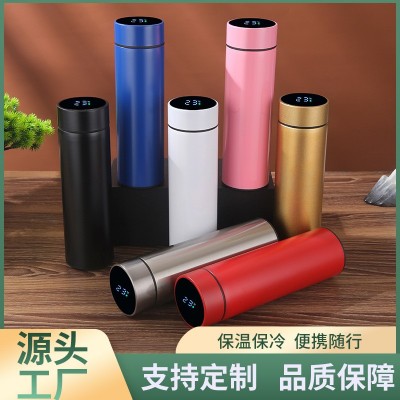 304不锈钢智能显温保温杯定制logo高档商务温度杯节日礼品杯批发