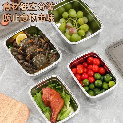 跨境316不锈钢保鲜盒带盖厨房冰箱保鲜盒食物水果多用密封冷冻盒图2