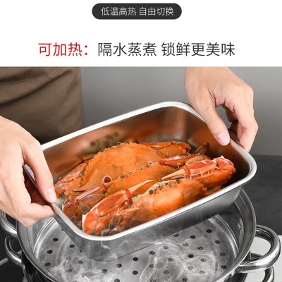 304不锈钢保鲜盒 方形带盖可收纳防漏隔味冰箱食物韩式密 封盒套装图3