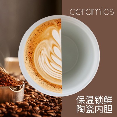 高颜值双饮咖啡杯304不锈钢保温杯水杯车载吸管杯简约陶瓷礼品图2