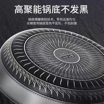 316不锈钢煎锅平底锅不粘锅家用不沾煎蛋牛排烙饼锅烤肉厨房锅具图3