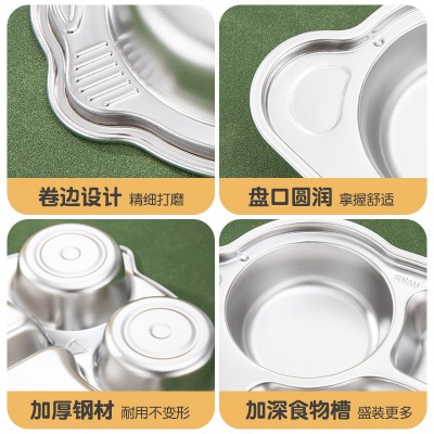 304不锈钢卡通餐盘分格加深学生盘子分隔幼儿园儿童辅食餐具防摔图4