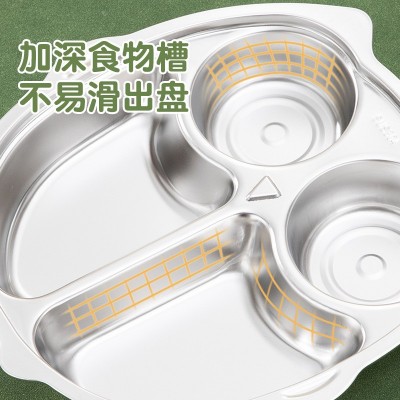 304不锈钢卡通餐盘分格加深学生盘子分隔幼儿园儿童辅食餐具防摔图2