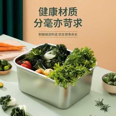 欧式不锈钢保鲜盒厨房家用带盖密封储存食品冰箱收纳盒冷冻冷藏盒图2